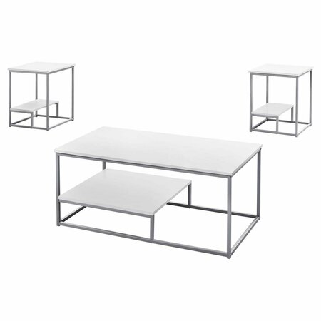 DAPHNES DINNETTE White & Silver Metal Table Set - 3 Piece DA2453379